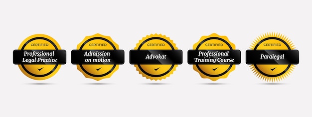 Distintivo certificato con diritto di certificazione professionale giallo e nero di lusso in più categorie