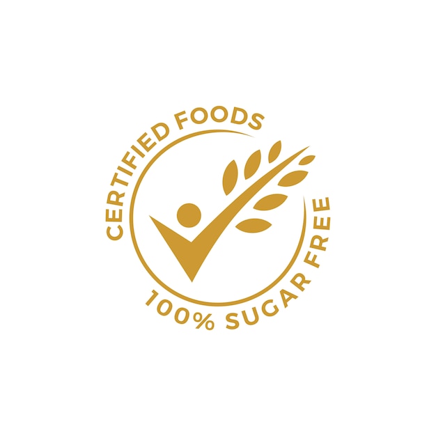 Vector certified food people check grain oat leaf tick verified gluten free badge or label