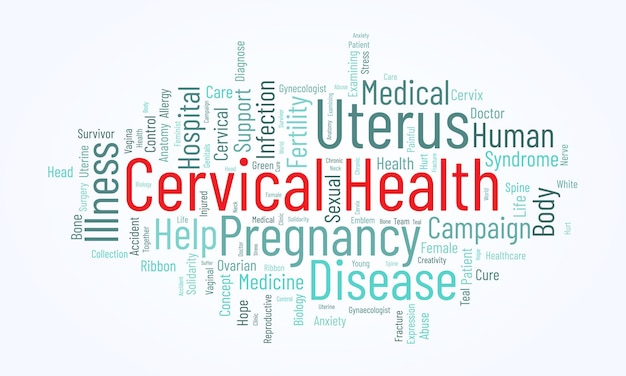 Cervicale gezondheid wereld wolk achtergrond Gezondheidsbewustzijn Vector illustratie ontwerpconcept