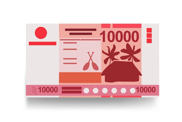 CFP Franc Vector Illustration Французские зарубежные сообщества деньги набор пачки банкнот 10000 XPF