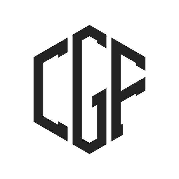 CGF ロゴデザイン イニシャルレター CGF モノグラム ロゴは六角形を使用しています