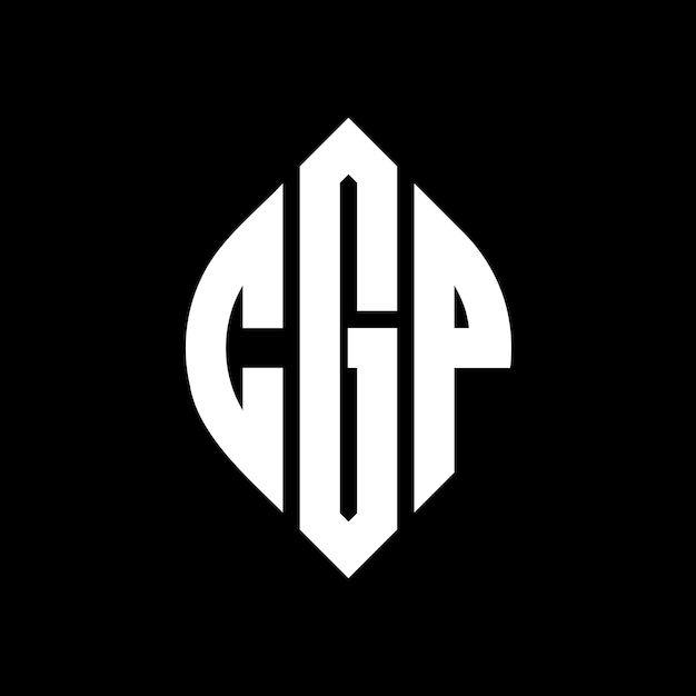 CGP круглый символ с круговой и эллипсовой формой CGP эллипсовые буквы с типографическим стилем Три инициалы образуют круглый логотип CGP Круг эмблема Абстрактная монограмма Письмо Марка Вектор