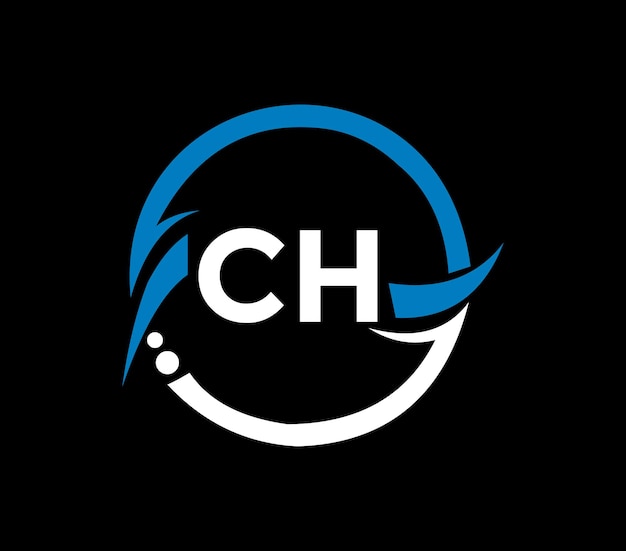 サークル状のCH文字ロゴデザイン 個性的かつシンプルなデザインのCHロゴデザイン
