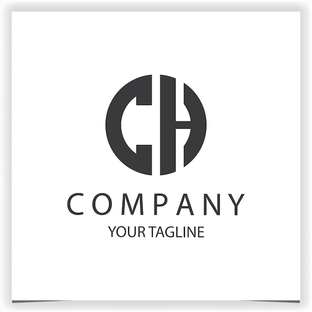 CH logo monogram eenvoudige en moderne cirkel zwarte kleur ontwerp sjabloon premium elegante vector eps 10