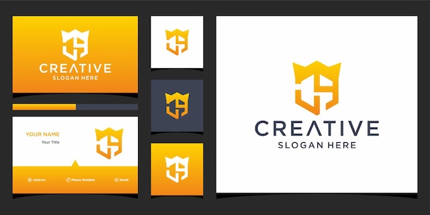 Ch-logo-ontwerp met visitekaartjesjabloon
