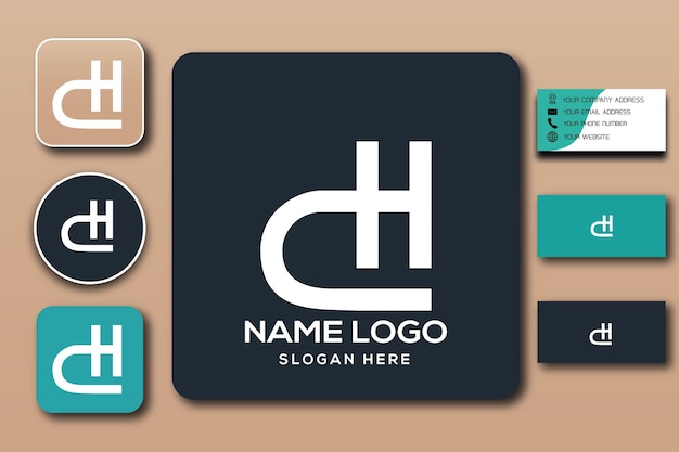 Vector ch monogram logo template color editable