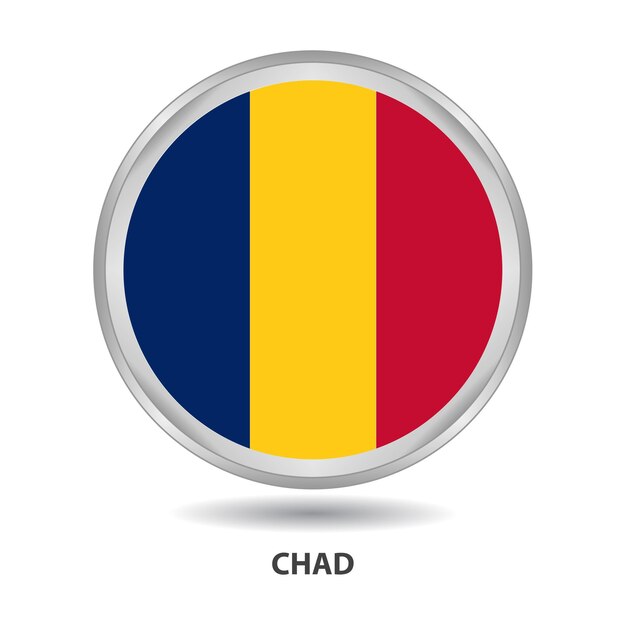 Chad  flag badge, icon, button, vector series