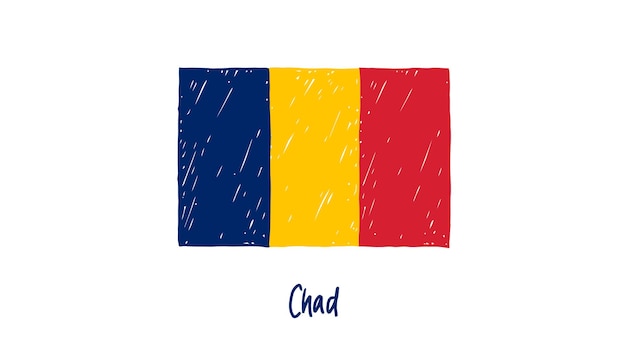 Vector chad flag colored pencil or marker sketch vector