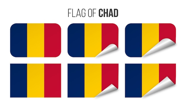 Набор наклеек с этикетками флага чада векторная иллюстрация 3d флаги чада изолированы на белом