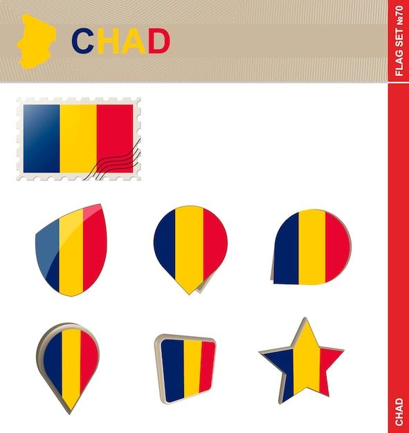 Chad Flag Set Flag Set 70 Vector