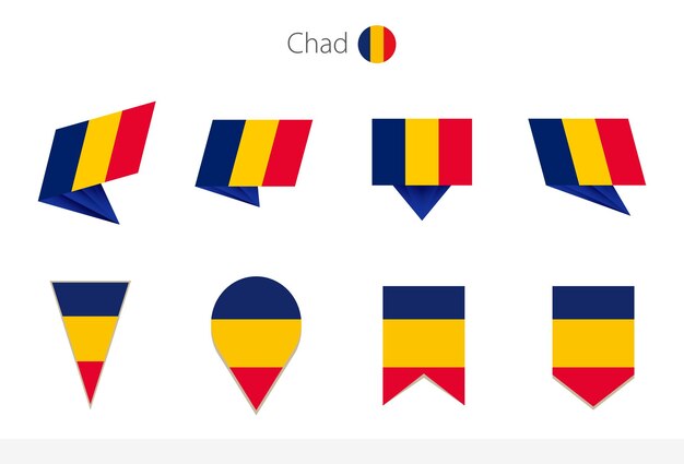 Chad national flag collection eight versions of Chad vector flags