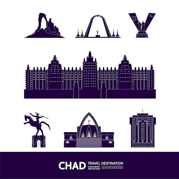 Chad travel destination vector illustration.