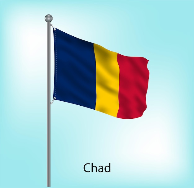 Vector chad waving flag on flagpole vector