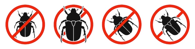 The chafer with red ban sign isolated on white