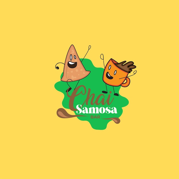 Chai samosa bar vector logo ontwerp