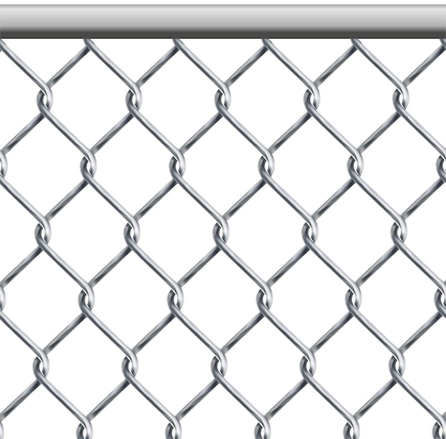 Vector chain link fence wire mesh steel metal isolated on transparent background art design gate made