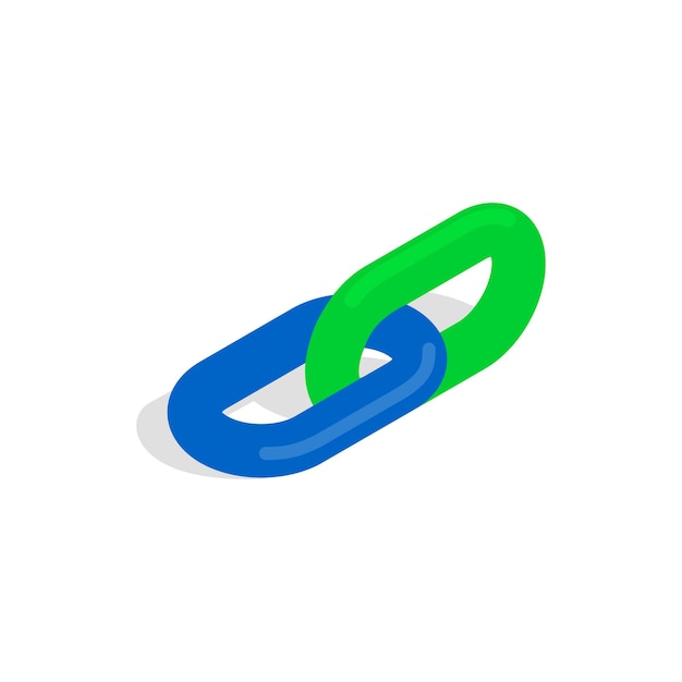 Chain link icon in isometric 3d style on a white background