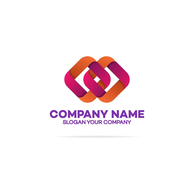 Vector chain logo template with two squares on white background can used for corporate identity marketing firm funds service investment and other square logo vector illustration