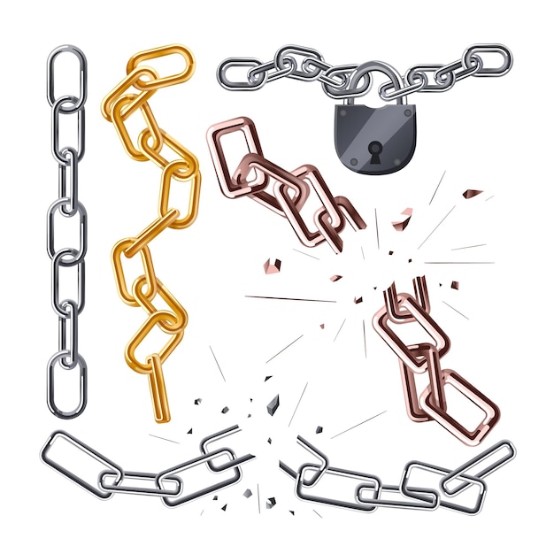 Vector chain metal set cartoon vector illustration