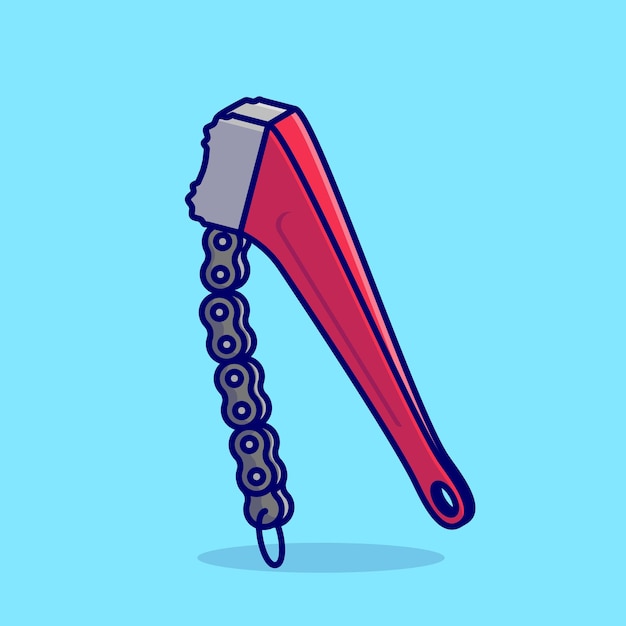 Vector chain wrench simple cartoon vector illustration carpentry tools concept icon isolated