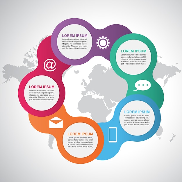 Chained Connected Circle Abstract Business Infographic Template