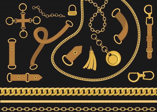 Vector chains and belts vector design elements . baroque style vector illustration