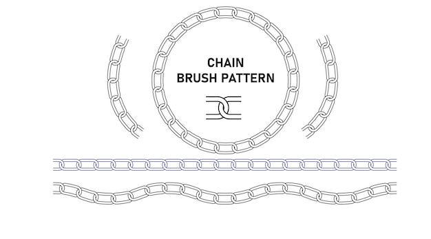 Chains Vector illustration Chain icons parts circles of chains metal chain links brush pattern