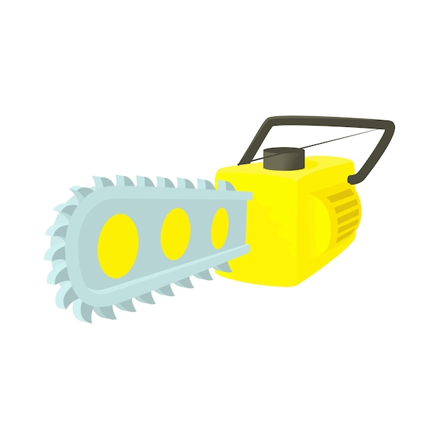 Chainsaw icon in cartoon style on a white background