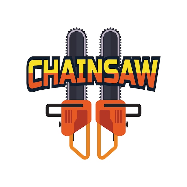 Vector chainsaw logo isolated on white background vector illustration