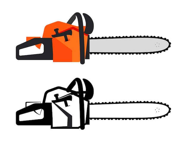 Chainsaw vector icon in color and black style
