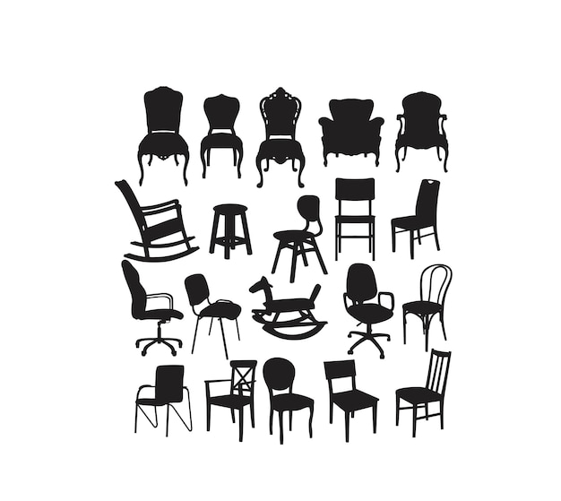 chair classic and modern silhouettes art vector design