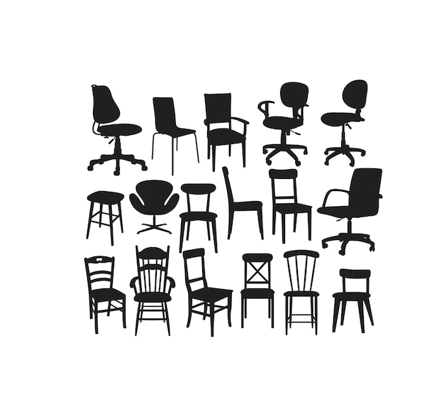 Vector chair classic and modern silhouettes art vector design