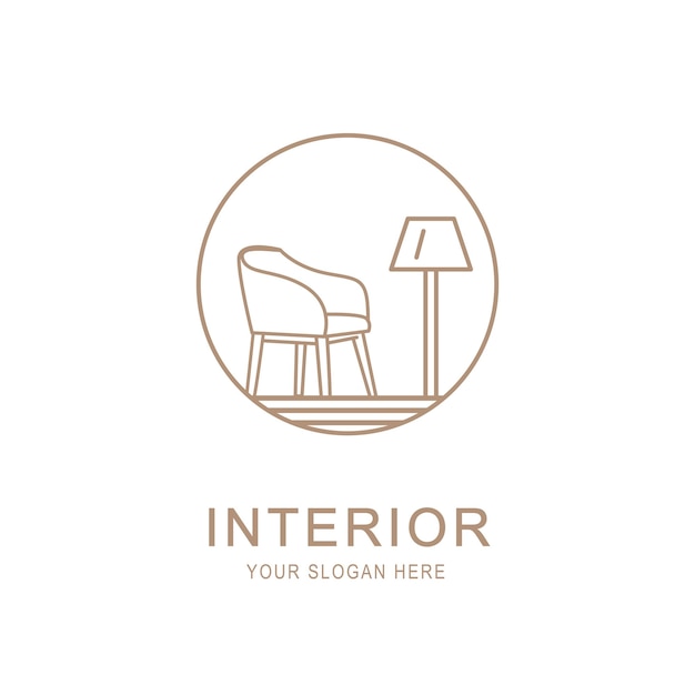 Chair furniture interior logo isolated monoline style design