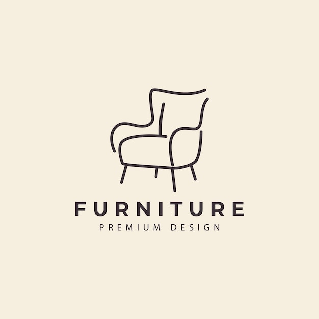 Chair furniture logo with abstract line style design vector icon illustration graphic creative