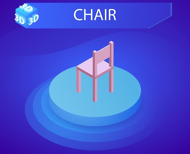 Icona del design isometrico della sedia illustrazione web vettoriale concetto colorato 3d