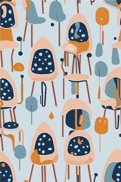 Chair Pattern Design Illustration in Abstract Style