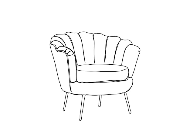 Chair single-line art drawing continues line vector illustration