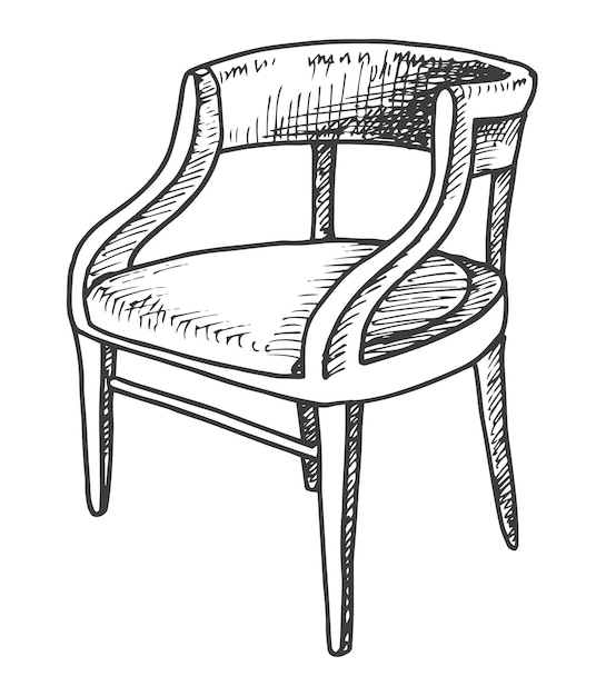 Chair Sketch isolated on white background Vector illustration