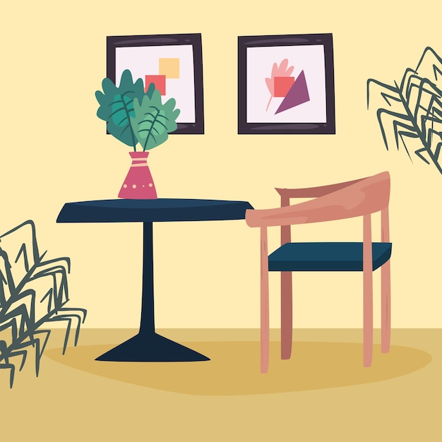 Vector chair and table home place scene