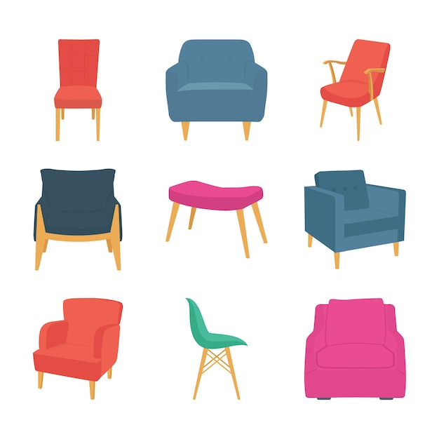 Chairs And Couches Flat Icons