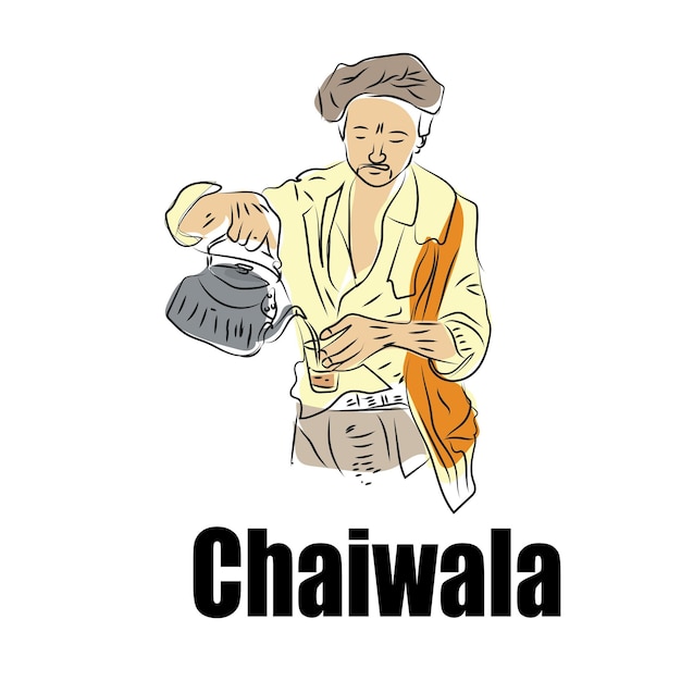 Chaiwala meaning tea seller poster, banner, Chai poster, Chai or tea vector illustration