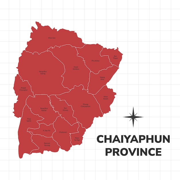 Chaiyaphum Province map illustration Map of the province in Thailand