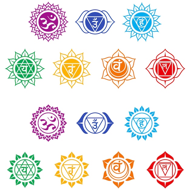 Vector chakra symbols vector design