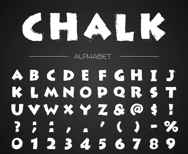 Chalk alphabet. Vector font.