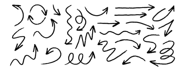 chalk arrow doodle crayon brush line stroke Sketch pencil texture line scribble arrow icon set hand drawn grunge brush arrows