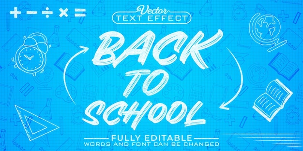 Chalk back to school vector editable text effect template