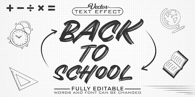 Chalk back to school modello di effetto testo modificabile vettoriale