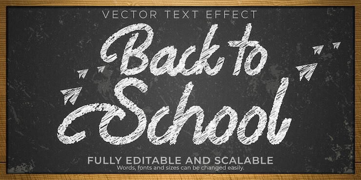 Vector chalk blackboard text effect, editable white and grunge text style