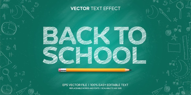 Chalk board back to school sketch editable text effect