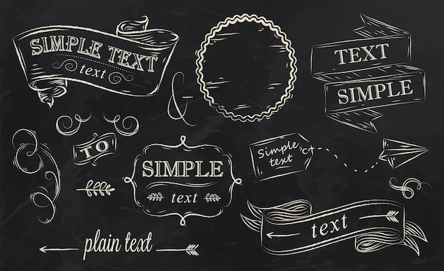 Vector chalk design elements ribbon